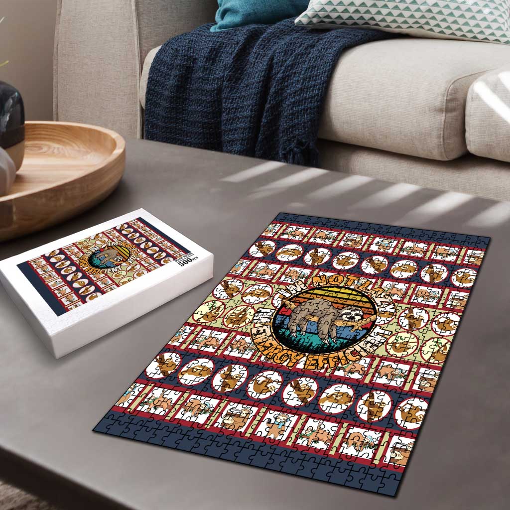 Sloth I'm Not Lazy I'm Energy Efficient Christmas Puzzle Xmas Holiday Patterns - Wonder Print Shop