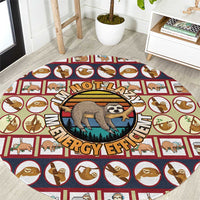 Sloth I'm Not Lazy I'm Energy Efficient Christmas Round Carpet Xmas Holiday Patterns - Wonder Print Shop