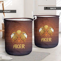 Aker Laundry Basket Ancient Egyptian Sunset Gradient, Twin Lion Guardians, and Solar Disc - Wonder Print Shop