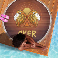 Aker Beach Blanket Ancient Egyptian Sunset Gradient, Twin Lion Guardians, and Solar Disc - Wonder Print Shop