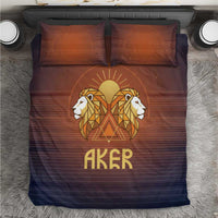 Aker Bedding Set Ancient Egyptian Sunset Gradient, Twin Lion Guardians, and Solar Disc - Wonder Print Shop