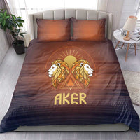Aker Bedding Set Ancient Egyptian Sunset Gradient, Twin Lion Guardians, and Solar Disc - Wonder Print Shop