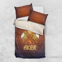 Aker Bedding Set Ancient Egyptian Sunset Gradient, Twin Lion Guardians, and Solar Disc - Wonder Print Shop