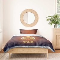 Aker Bedding Set Ancient Egyptian Sunset Gradient, Twin Lion Guardians, and Solar Disc - Wonder Print Shop