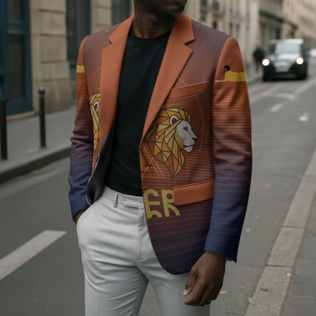 Aker Blazer Ancient Egyptian Sunset Gradient, Twin Lion Guardians, and Solar Disc - Wonder Print Shop