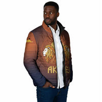 Aker Padded Jacket Ancient Egyptian Sunset Gradient, Twin Lion Guardians, and Solar Disc - Wonder Print Shop