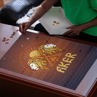 Aker Puzzle Ancient Egyptian Sunset Gradient, Twin Lion Guardians, and Solar Disc - Wonder Print Shop