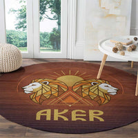 Aker Round Carpet Ancient Egyptian Sunset Gradient, Twin Lion Guardians, and Solar Disc - Wonder Print Shop