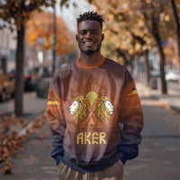 Aker Sweatshirt Ancient Egyptian Sunset Gradient, Twin Lion Guardians, and Solar Disc - Wonder Print Shop