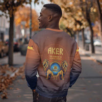 Aker Sweatshirt Ancient Egyptian Sunset Gradient, Twin Lion Guardians, and Solar Disc - Wonder Print Shop