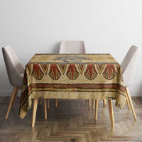 Aker Ancient Egyptian Tablecloth with Hieroglyphic Pattern, Pyramid Symbol, and Twin Lion Guardians Motif - Wonder Print Shop