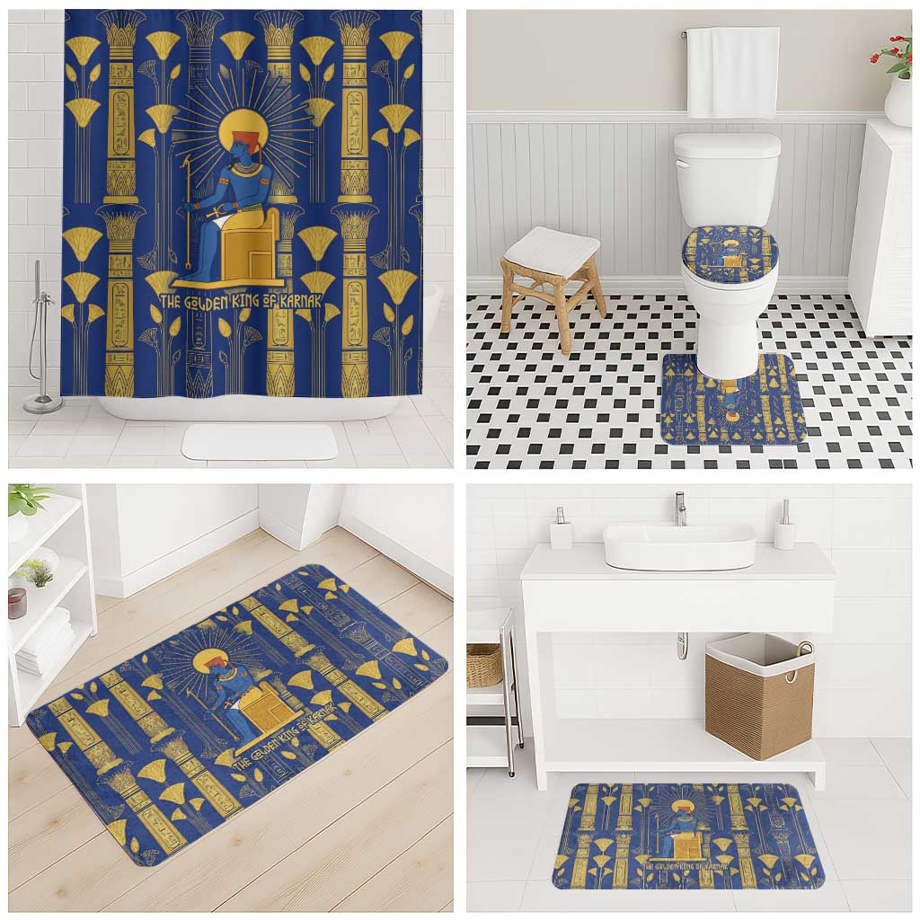 Amun Bathroom Set Ancient Egyptian Hieroglyphic, Pharaoh and Scarab - Wonder Print Shop