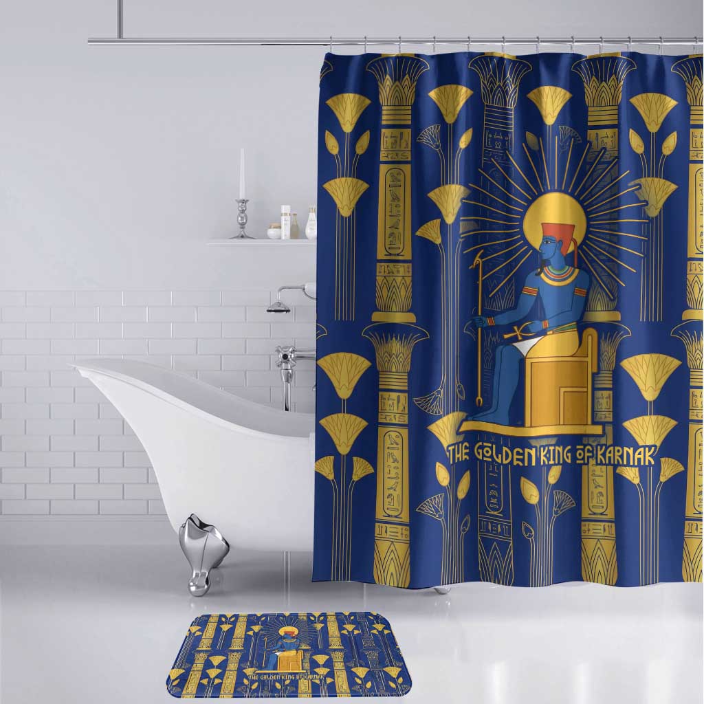 Amun Bathroom Set Ancient Egyptian Hieroglyphic, Pharaoh and Scarab - Wonder Print Shop
