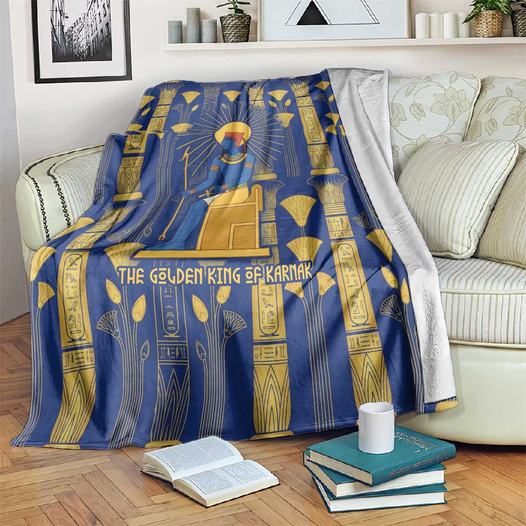 Amun Blanket Ancient Egyptian Hieroglyphic, Pharaoh and Scarab - Wonder Print Shop