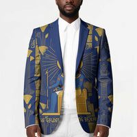 Amun Blazer Ancient Egyptian Hieroglyphic, Pharaoh and Scarab - Wonder Print Shop