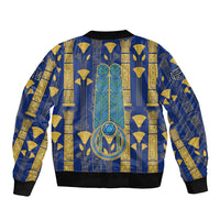 Amun Bomber Jacket Ancient Egyptian Hieroglyphic, Pharaoh and Scarab - Wonder Print Shop