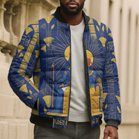 Amun Bomber Puffer Jacket Ancient Egyptian Hieroglyphic, Pharaoh and Scarab - Wonder Print Shop