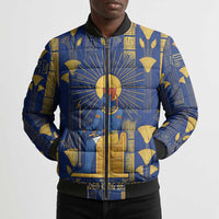 Amun Bomber Puffer Jacket Ancient Egyptian Hieroglyphic, Pharaoh and Scarab - Wonder Print Shop