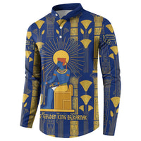 Amun Button Sweatshirt Ancient Egyptian Hieroglyphic, Pharaoh and Scarab