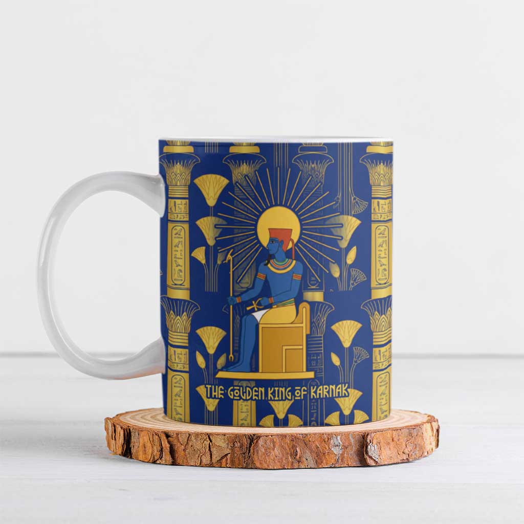 Amun Ceramic Mug Ancient Egyptian Hieroglyphic, Pharaoh and Scarab - Wonder Print Shop