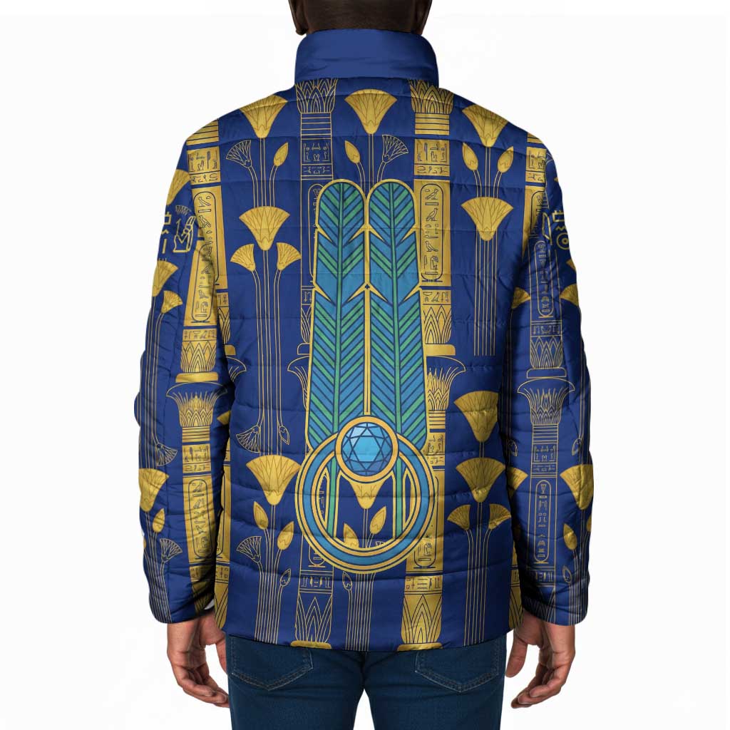 Amun Padded Jacket Ancient Egyptian Hieroglyphic, Pharaoh and Scarab - Wonder Print Shop