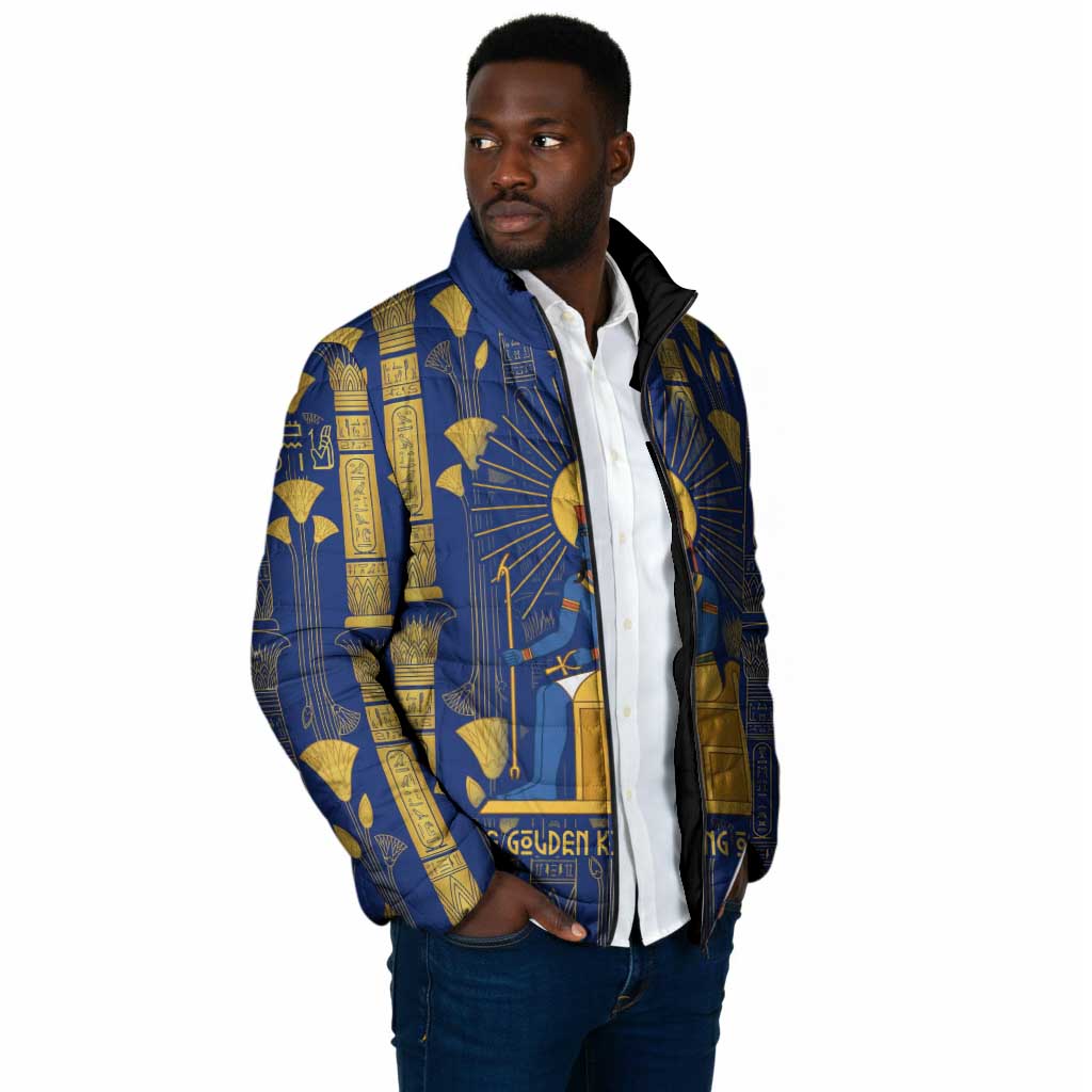 Amun Padded Jacket Ancient Egyptian Hieroglyphic, Pharaoh and Scarab - Wonder Print Shop