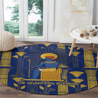 Amun Round Carpet Ancient Egyptian Hieroglyphic, Pharaoh and Scarab - Wonder Print Shop