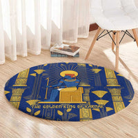 Amun Round Carpet Ancient Egyptian Hieroglyphic, Pharaoh and Scarab - Wonder Print Shop