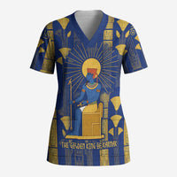 Amun Scrub Top Ancient Egyptian Hieroglyphic, Pharaoh and Scarab - Wonder Print Shop