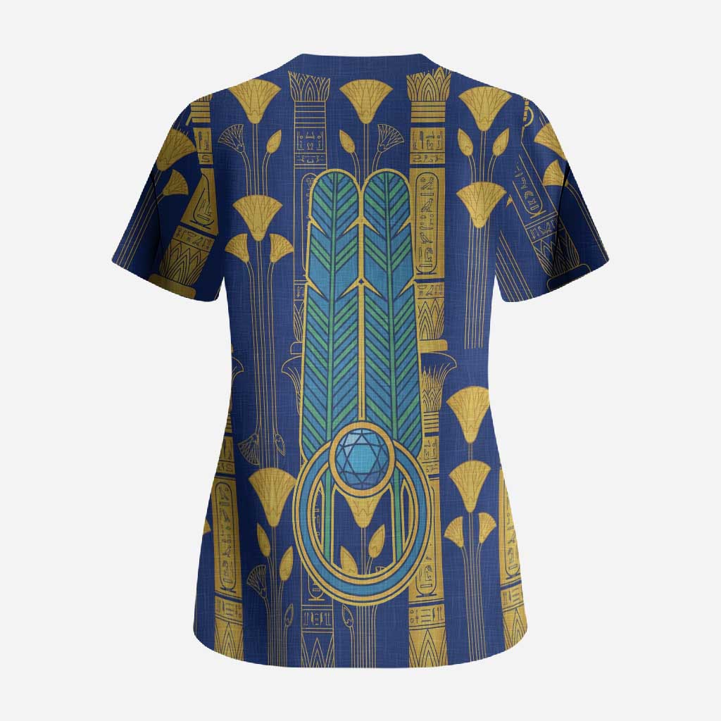 Amun Scrub Top Ancient Egyptian Hieroglyphic, Pharaoh and Scarab - Wonder Print Shop