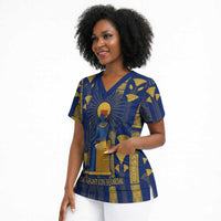 Amun Scrub Top Ancient Egyptian Hieroglyphic, Pharaoh and Scarab - Wonder Print Shop