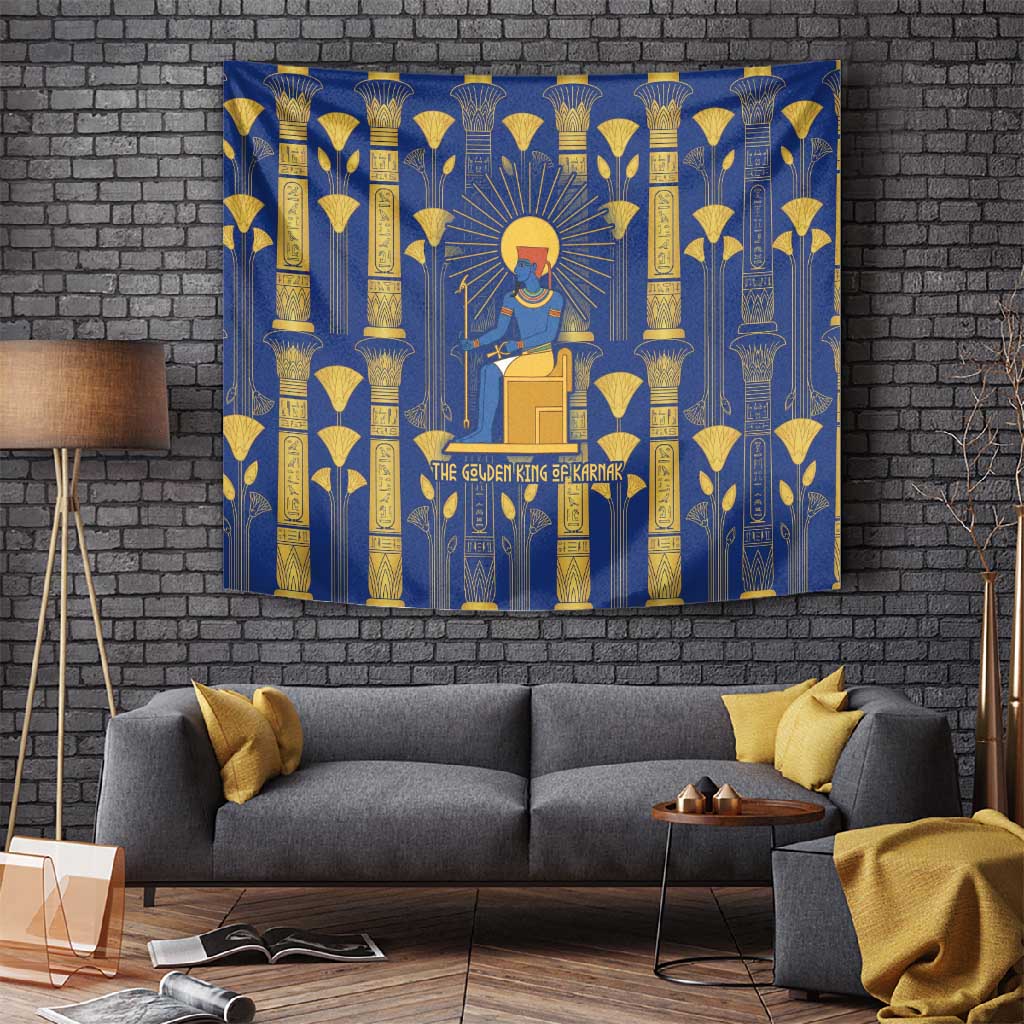 Amun Tapestry Ancient Egyptian Hieroglyphic, Pharaoh and Scarab - Wonder Print Shop