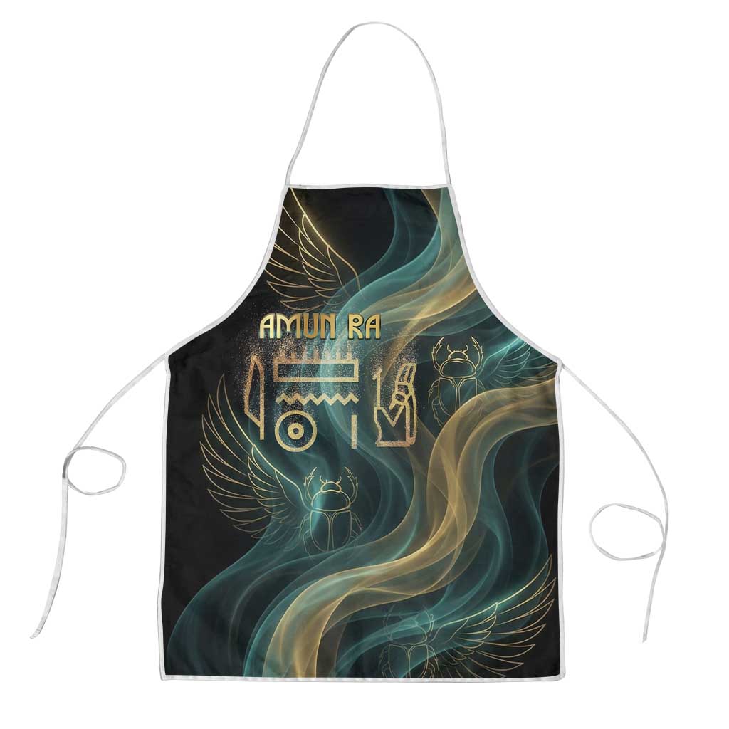 Amun Ancient Egyptian Apron with Mystical Smoke Swirl Pattern, Fiery Ram Head, and Hieroglyphic - Wonder Print Shop