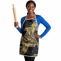 Anubis Ancient Egyptian Apron with Starry Mummy Wrap Pattern, Anubis Warrior Illustration, and Pyramid - Wonder Print Shop