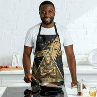 Anubis Ancient Egyptian Apron with Starry Mummy Wrap Pattern, Anubis Warrior Illustration, and Pyramid - Wonder Print Shop
