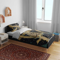 Anubis Ancient Egyptian Bedding Set with Starry Mummy Wrap Pattern, Anubis Warrior Illustration, and Pyramid - Wonder Print Shop
