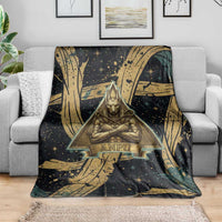 Anubis Ancient Egyptian Blanket with Starry Mummy Wrap Pattern, Anubis Warrior Illustration, and Pyramid - Wonder Print Shop