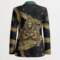 Anubis Ancient Egyptian Blazer with Starry Mummy Wrap Pattern, Anubis Warrior Illustration, and Pyramid - Wonder Print Shop