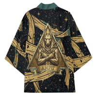 Anubis Ancient Egyptian Kimono with Starry Mummy Wrap Pattern, Anubis Warrior Illustration, and Pyramid - Wonder Print Shop
