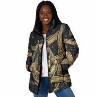 Anubis Ancient Egyptian Padded Jacket with Starry Mummy Wrap Pattern, Anubis Warrior Illustration, and Pyramid - Wonder Print Shop