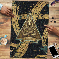 Anubis Ancient Egyptian Puzzle with Starry Mummy Wrap Pattern, Anubis Warrior Illustration, and Pyramid - Wonder Print Shop
