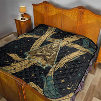 Anubis Ancient Egyptian Quilt with Starry Mummy Wrap Pattern, Anubis Warrior Illustration, and Pyramid - Wonder Print Shop