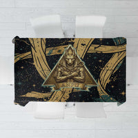 Anubis Ancient Egyptian Tablecloth with Starry Mummy Wrap Pattern, Anubis Warrior Illustration, and Pyramid - Wonder Print Shop