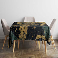 Anubis Ancient Egyptian Tablecloth with Starry Mummy Wrap Pattern, Anubis Warrior Illustration, and Pyramid - Wonder Print Shop