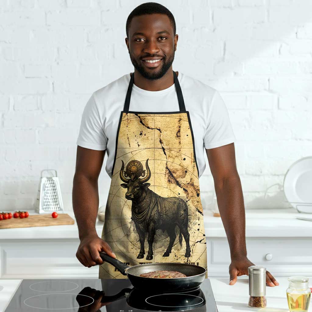 Apis Apron Ancient Egyptian Papyrus Map, Egyptian Crown Bull Illustration - Wonder Print Shop