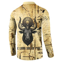 Apis Button Sweatshirt Ancient Egyptian Papyrus Map, Egyptian Crown Bull Illustration