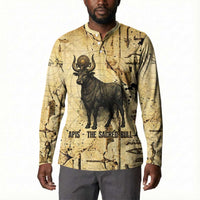 Apis Button Sweatshirt Ancient Egyptian Papyrus Map, Egyptian Crown Bull Illustration