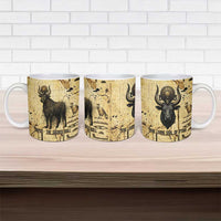 Apis Ceramic Mug Ancient Egyptian Papyrus Map, Egyptian Crown Bull Illustration - Wonder Print Shop