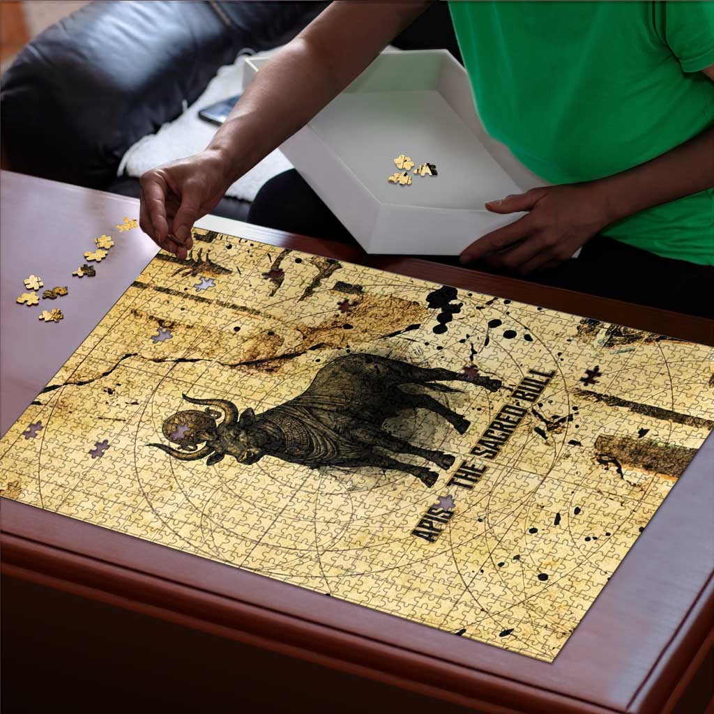 Apis Puzzle Ancient Egyptian Papyrus Map, Egyptian Crown Bull Illustration - Wonder Print Shop