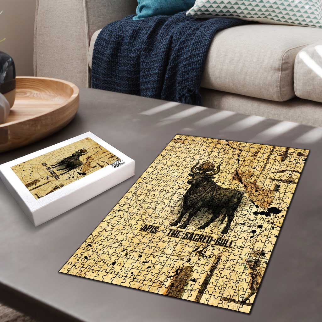 Apis Puzzle Ancient Egyptian Papyrus Map, Egyptian Crown Bull Illustration - Wonder Print Shop